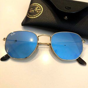 Ray Ban Hexagon Reflective Mirror Blue Tint